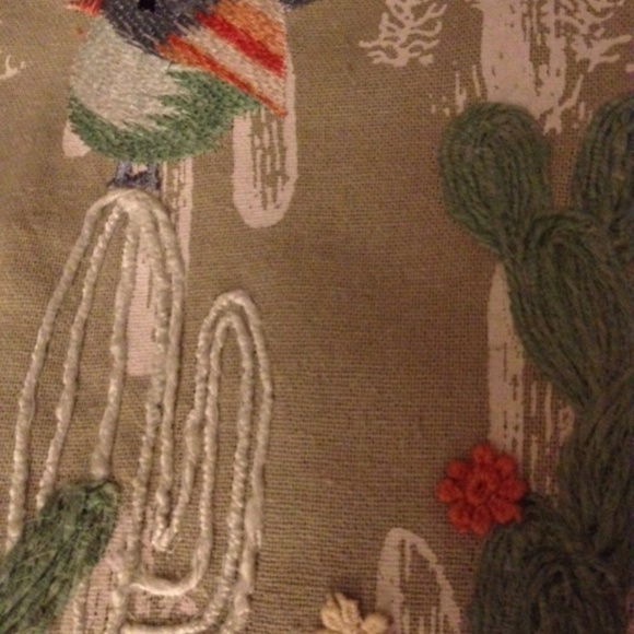 Embroidered on print -Cactus and bird tea towel - Picture 6 of 6
